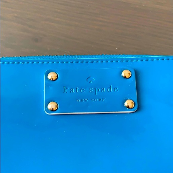 Kate Spade Pasadena Neda Blue Patrnt Leather Zip Around Accordion Wallet - Picture 2 of 10